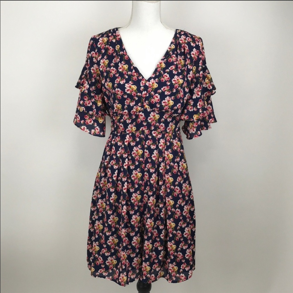 Betsey Johnson Navy Floral Romper Dress
